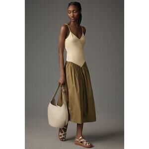ivory satin midi dress V-Neck Satin Midi Dress in Cream